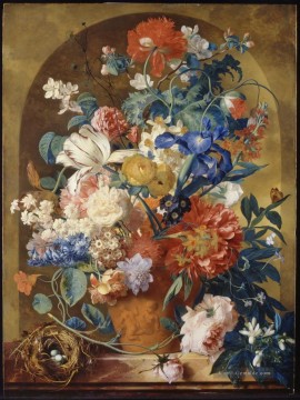 Klassik Blumen Werke - Stillleben der Blumen in einer Terrakotta Vase vor der Nische Jan van Huysum klassischen Blumen